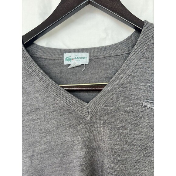 VTG 80s The Lacoste Club V-Neck Pullover Sweater Wool Blend Gray Men’s Size XL - Picture 3 of 7